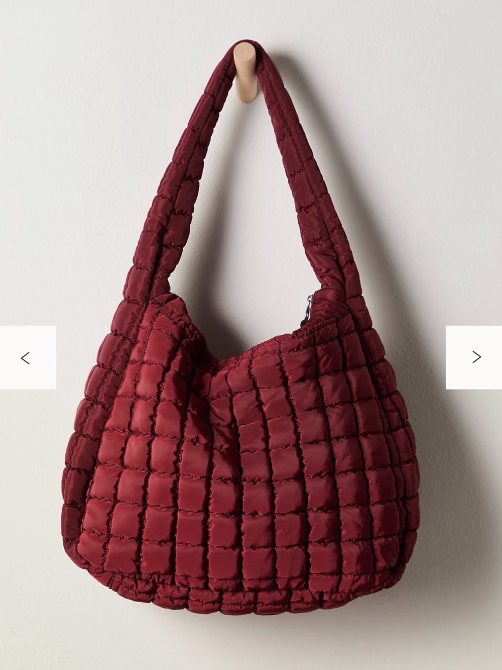 Plush Quilted Hobo Bag - Burgundy